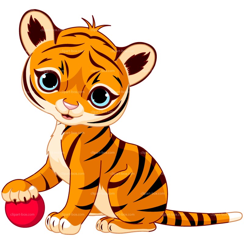 Buy Cute tiger cub by Dazdraperma on GraphicRiver. Cute tiger cub playing with red boll