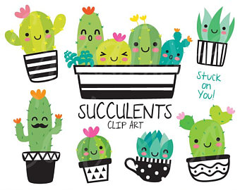 Succulent Clipart Cute Cactus Clipart Cacti Clip Art Cute Succulent with  Face Plant Clipart Desert Summer