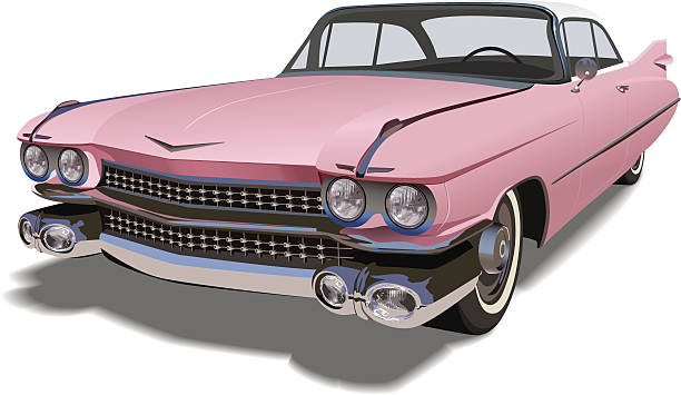 Vector Pink Cadillac vector art illustration