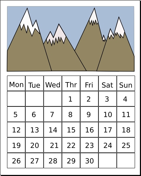 Calendar clip art Free vector - Free Clip Art Calendar
