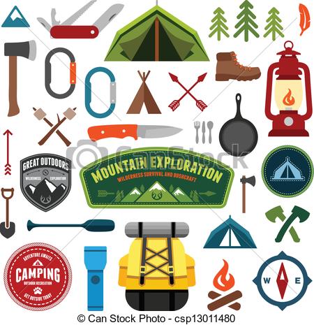 ... Camping symbols - Set of camping equipment symbols and icons
