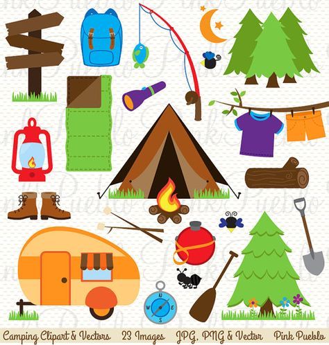 Camping Clip Art, Camping Clipart, Camping Invitation or Camping Birthday  Clipart - Commercial and Personal Use | Camping clipart, Filing and  Birthday ClipartLook.com 