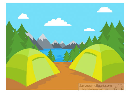 -camping-outdoor-near-mountain-lake-with-tents-clipart