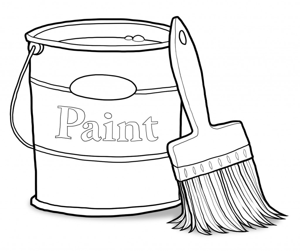 Can and Paint Brush Clip Art