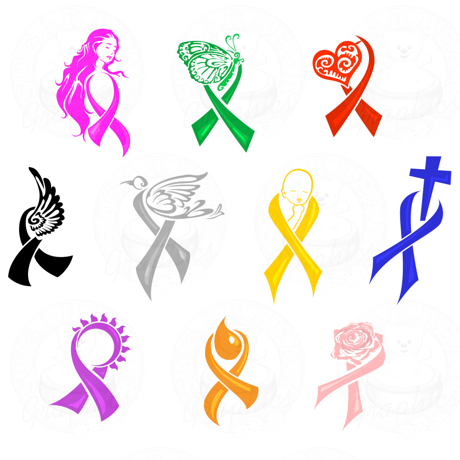 Cancer Awareness Clipart. Crochet Awareness Ribbons .