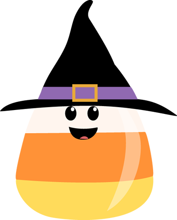 Candy Corn Wearing Witches Hat