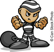 Captured prisoner Clipartby Seamartini46/13,712; Tough Guy Cartoon Prisoner with Ball and Chain Vector.
