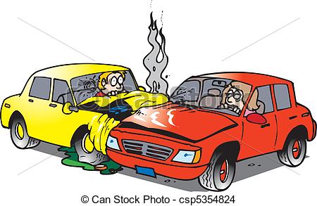 car accident - two cars in an accident in an intersection