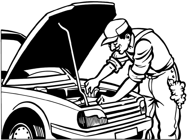 Car Repair Mechanic Colouring - Auto Repair Clipart