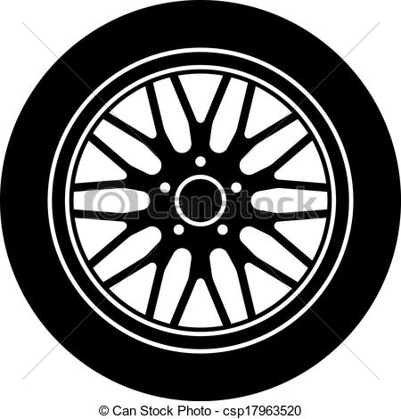 Vector Car Aluminum Wheel Black White Symbol