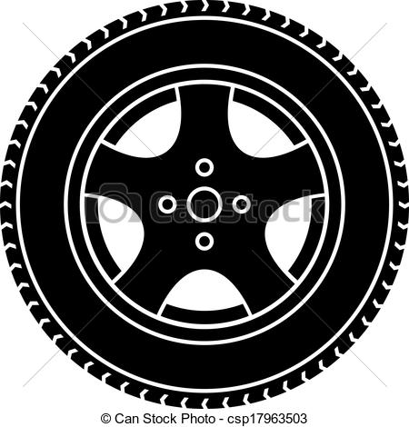 Vector Car Wheel Black White Symbol