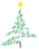 Carol Music Christmas Tree - Christmas Music Clip Art