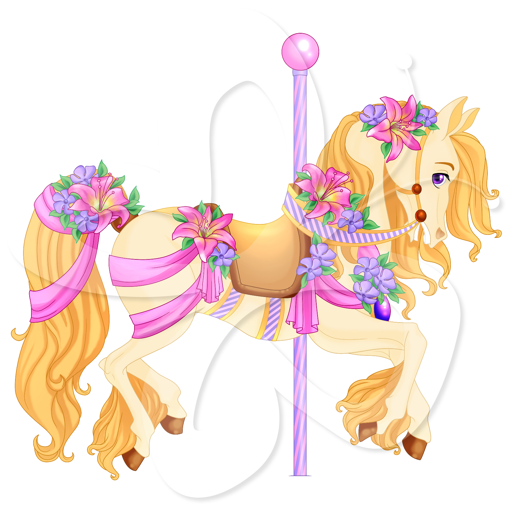 Pink carousel horse clipart -