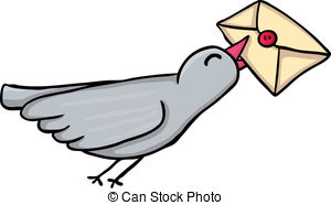 ... Carrier pigeon - Painted  - Pigeon Clip Art