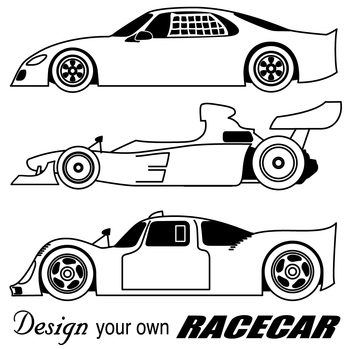 race car clipart black and wh