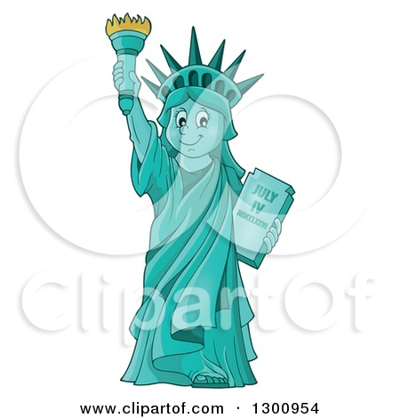 Carton Happy Statue Of Liberty Holding Up A Torch by visekart