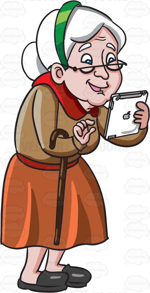 Cartoon An Old Woman Playing  - Old Lady Clip Art