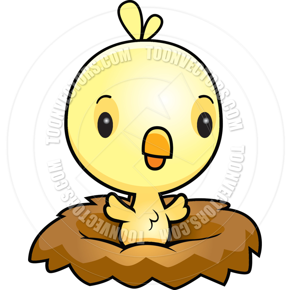 Cartoon Baby Bird Chick Nest - Baby Bird Clipart