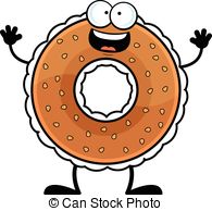... Cartoon Bagel Happy - Cartoon illustration of a bagel with a.