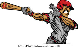 Cartoon Baseball Player Swing - Baseball Player Clipart