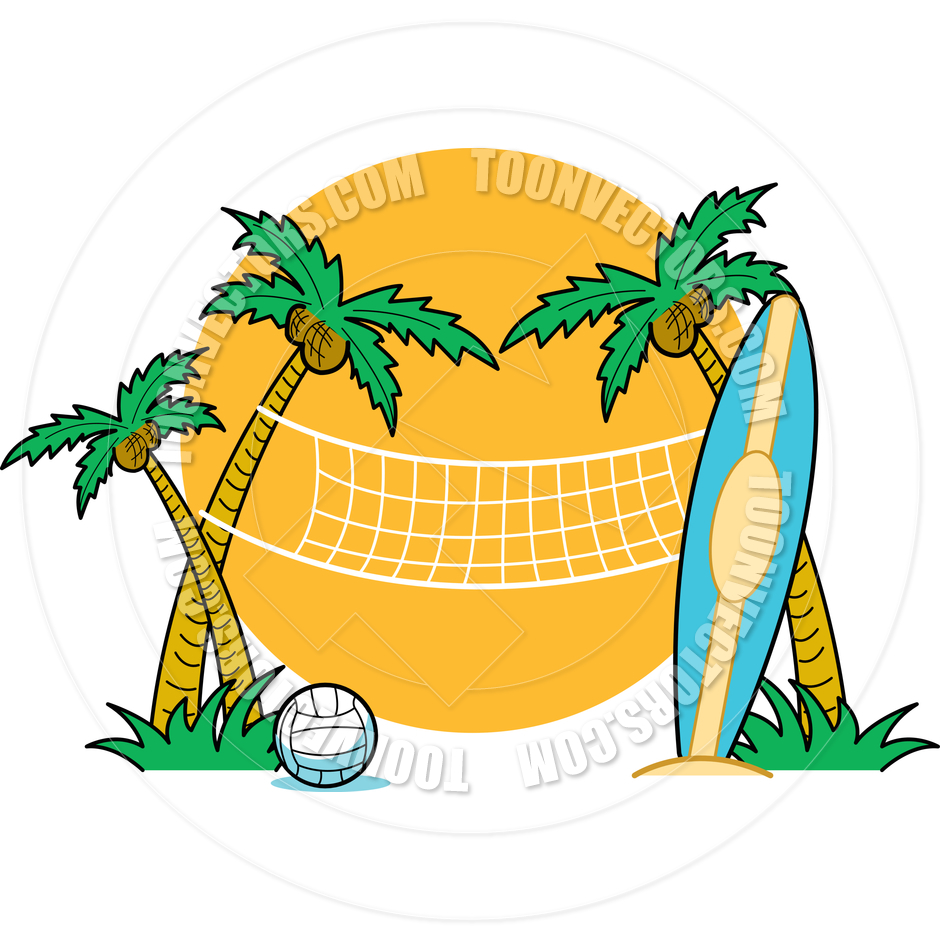 Cartoon Beach Volleyball .