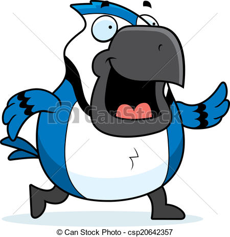 ... Cartoon Blue Jay Walking  - Blue Jay Clip Art