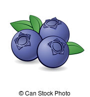 Cartoon blueberry with green  - Blueberry Clip Art