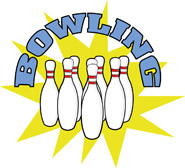 cartoon bowling pin and ball. - Clipart Bowling