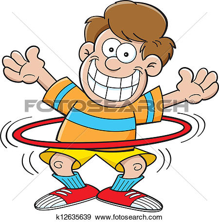 Cartoon boy with a hula hoop