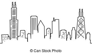 Cartoon Chicago Skyline - Cartoon skyline silhouette.
