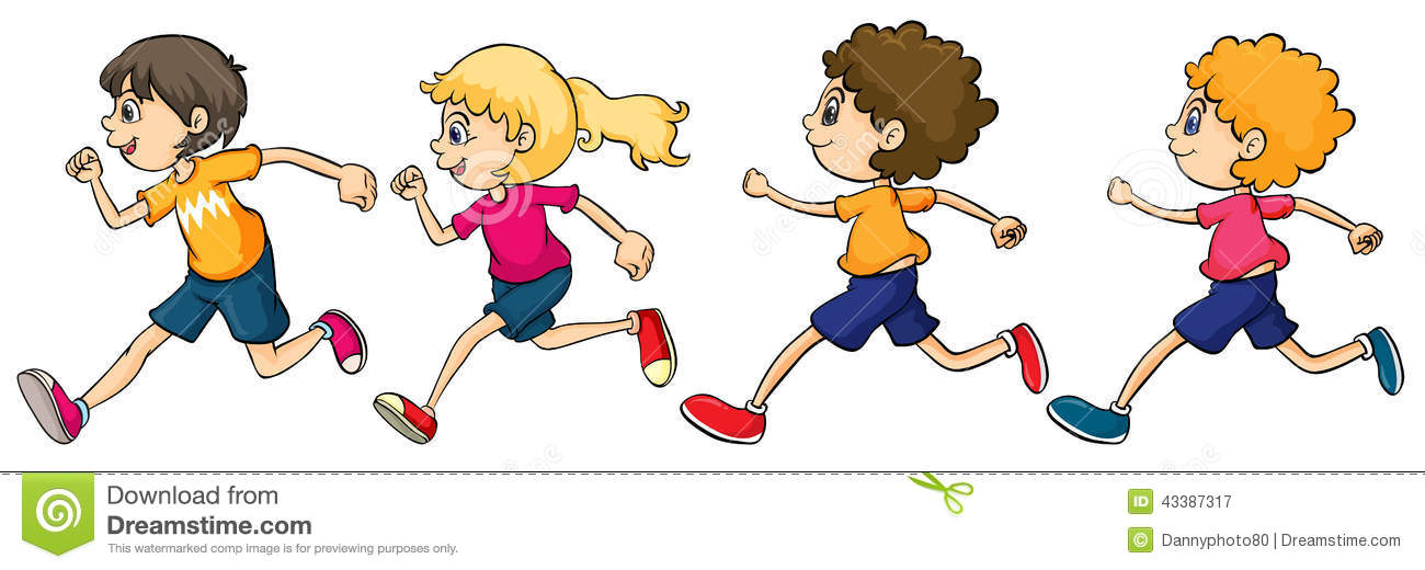 Cartoon Children Running Race Stock Photos Images Pictures
