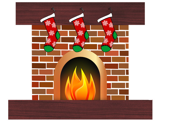 Cartoon Christmas Fireplace . - Christmas Fireplace Clipart