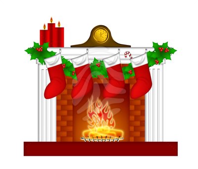 Christmas fireplace clipart t
