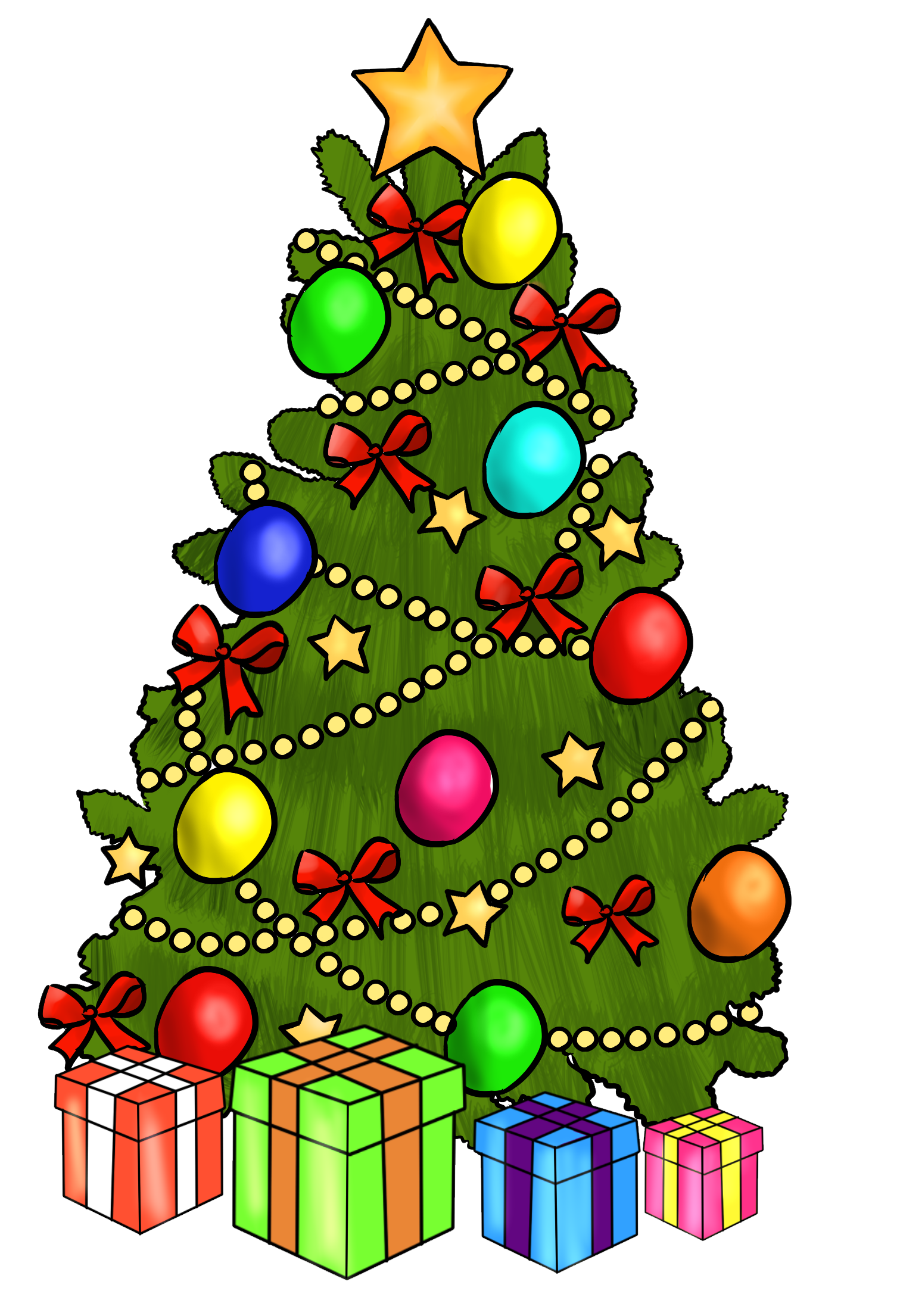 Cartoon Christmas Tree With .