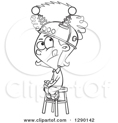 Cartoon Clipart of a Black and .
