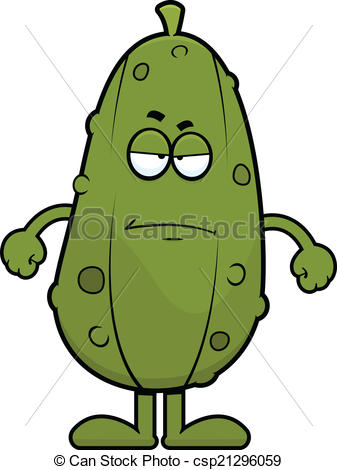 ... Cartoon Dill Pickle Grumpy - Cartoon illustration of a dill.