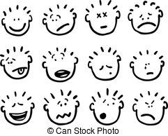 cartoon faces and emotions . - Emotions Clipart