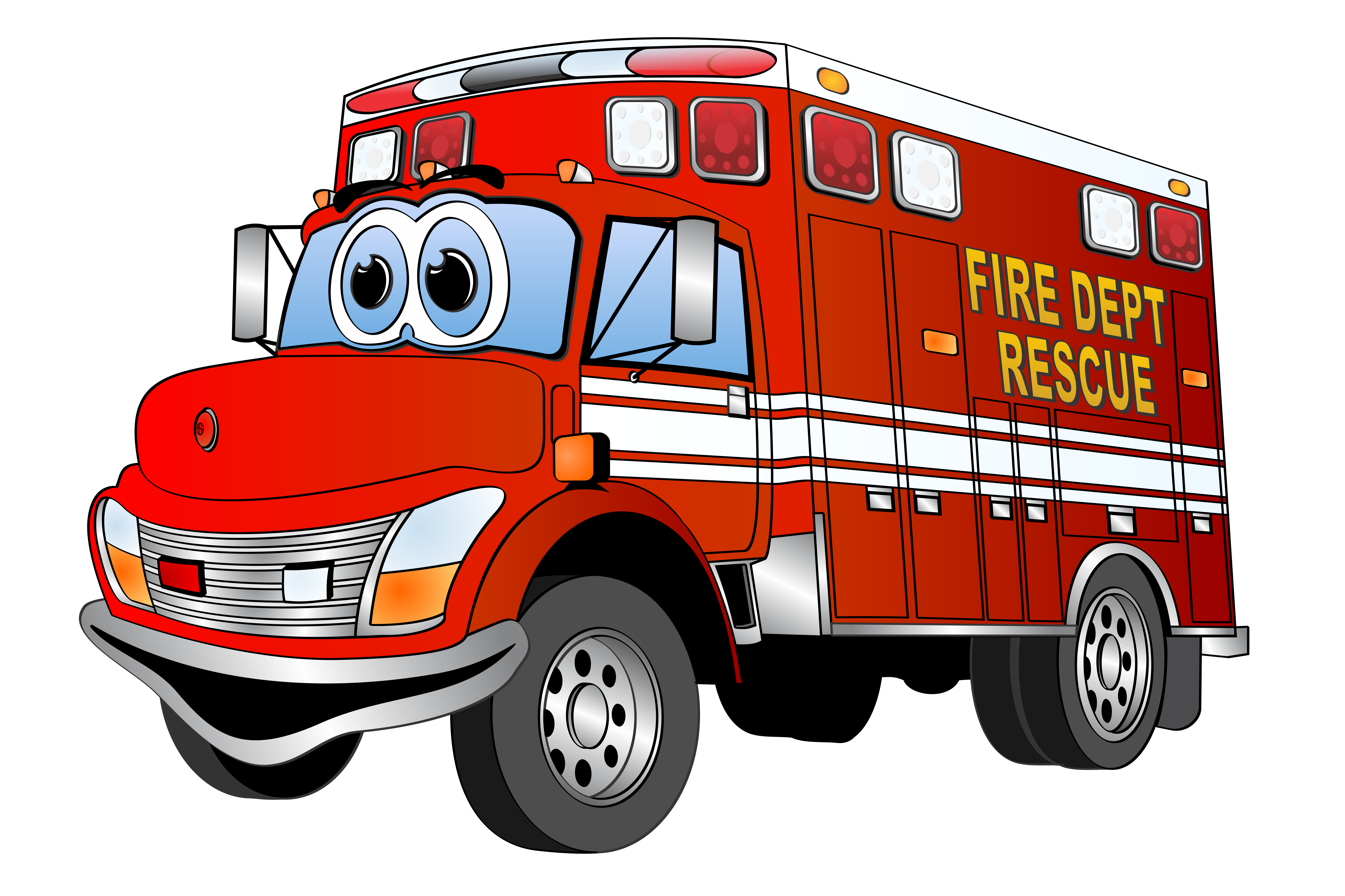 Cartoon Fire Truck - Clipart  - Fire Engine Clip Art