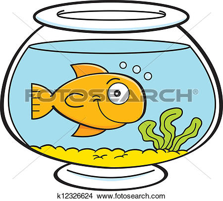 Cartoon fish in a fish bowl