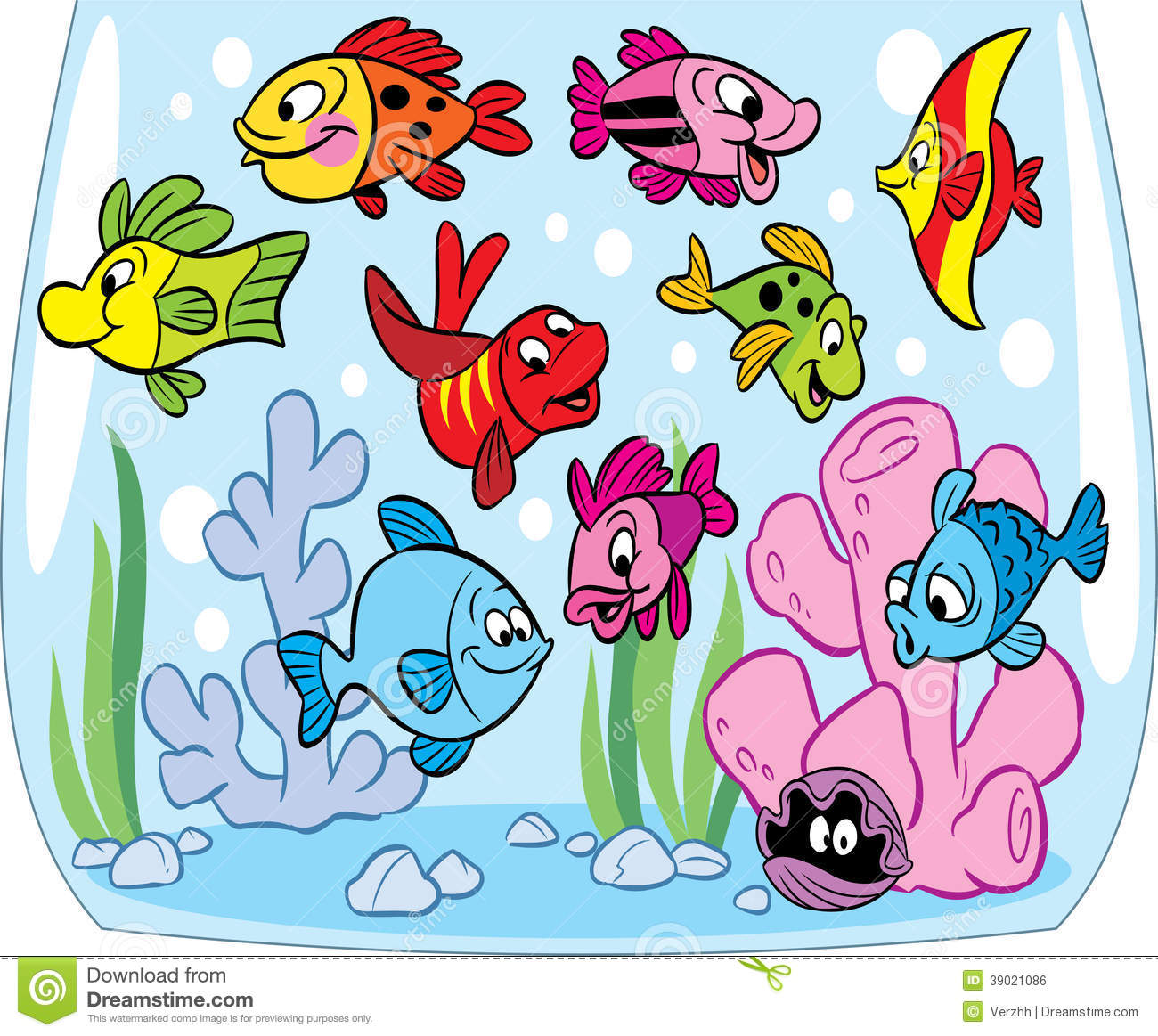Cartoon fishes in aquarium . - Aquarium Clipart