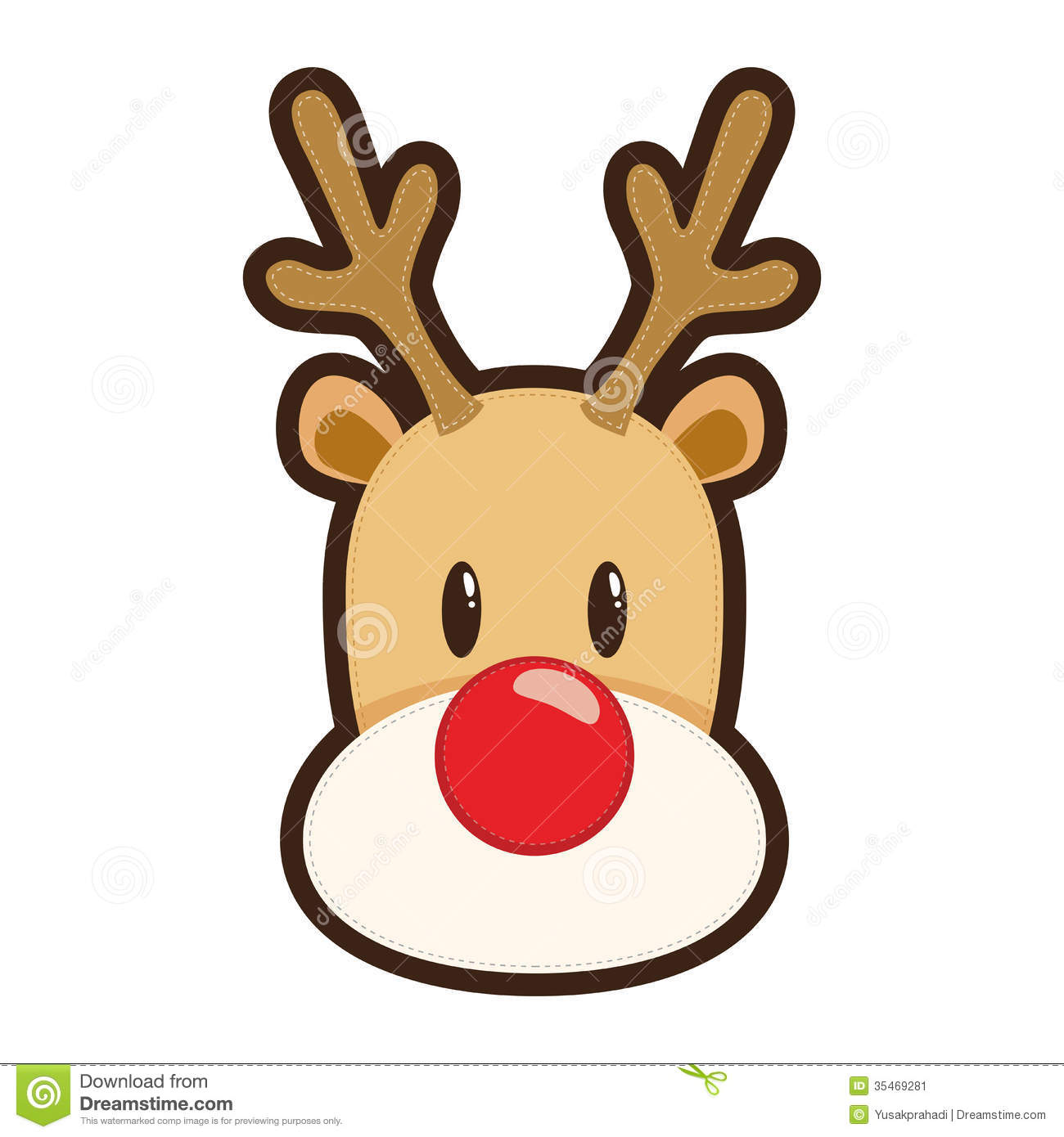 Cartoon Illustration Of Rudolph The Red Nosed Reindeer White