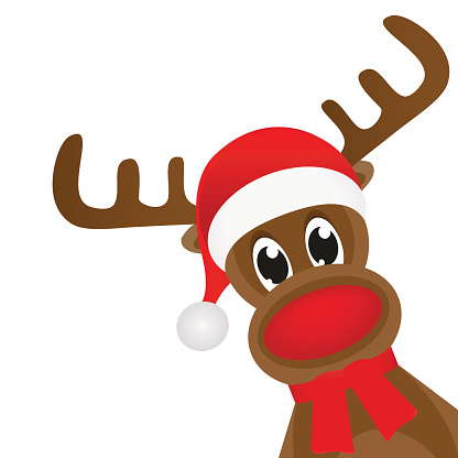 Cartoon Illustration Of Rudolph The Red Nosed Reindeer White. vector art illustration .