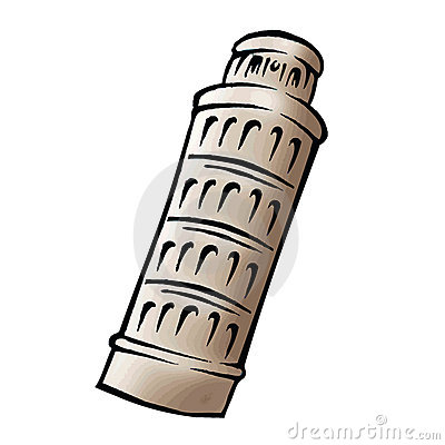 Cartoon illustration of the L - Leaning Tower Of Pisa Clipart