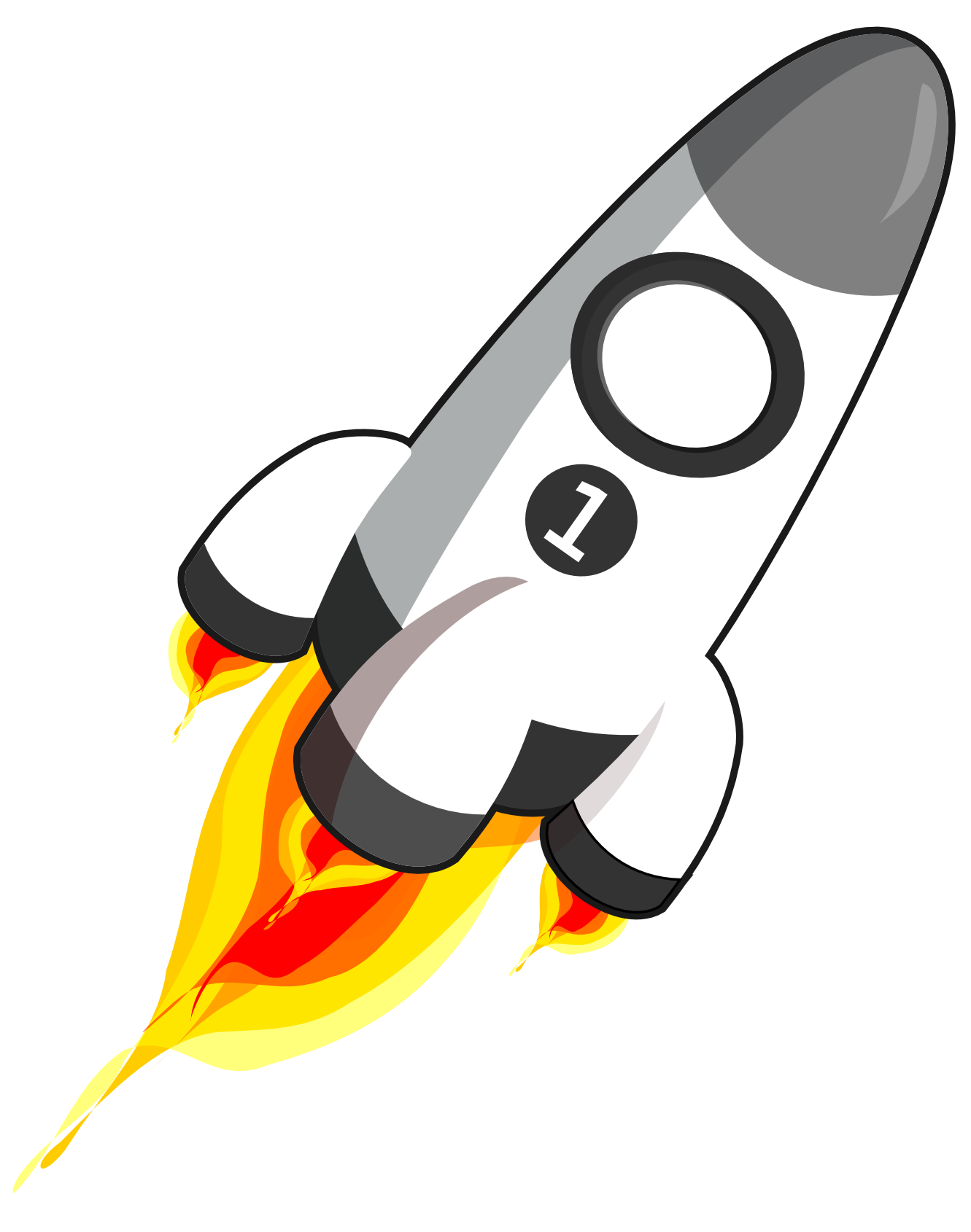 rocket clipart black and whit