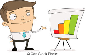 ... Cartoon manager - Funny cartoon manager pointing to a chart.