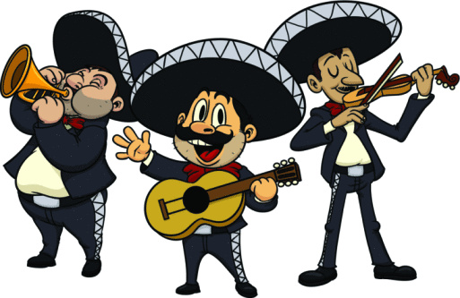 Cartoon mariachis vector art .