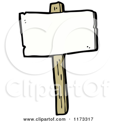 Cartoon of a Blank Sign Post - Royalty Free Vector Clipart by lineartestpilot