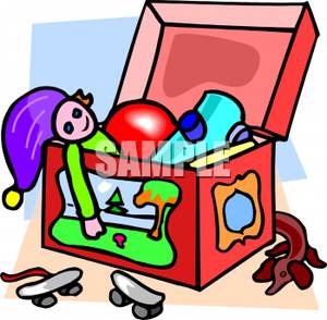 Cartoon of a Kids Toy Box .