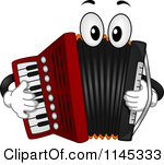 Cartoon Of A Musical Accordion Mascot Playing Itself Royalty Free Vector Clipart