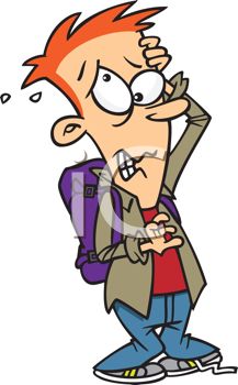 Cartoon of a Stressed Out Schoolboy - Royalty Free Clip Art Illustration